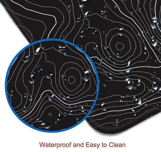 Alt view image 4 of 6 - KEHIPI Gaming Mouse Pad, Large Topographic Mouse Pads for Desk, Non-Slip Rubber Base Mousepad, Keyboard Mouse Mat, Desk Pad with Stitched Edges, 31.5x11.8inch, Black Geographic Lines