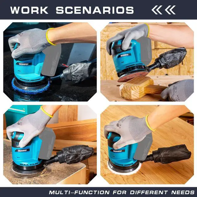 Alt view image 6 of 6 - KEHIPI  Brushless Random Orbital Sander, 6 Speeds Max 13500rpm, 5 Electric Sander Cordless 21V with Dust Collector and 23pcs accessories Included Battery and Charger