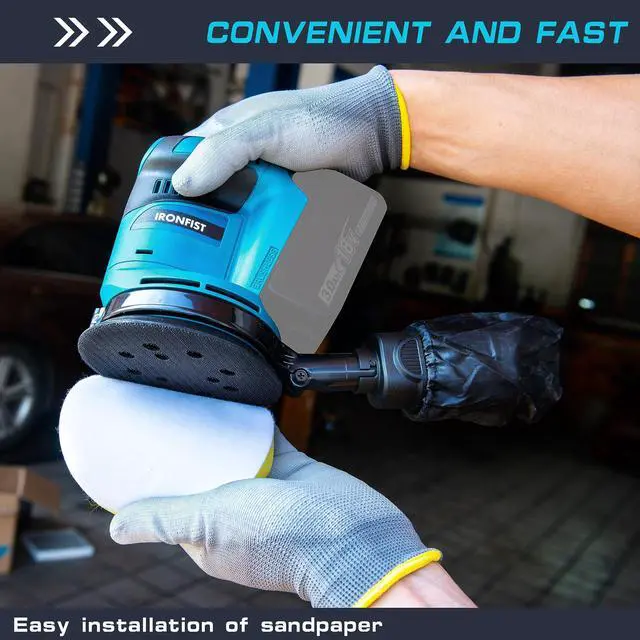 Alt view image 3 of 6 - KEHIPI  Brushless Random Orbital Sander, 6 Speeds Max 13500rpm, 5 Electric Sander Cordless 21V with Dust Collector and 23pcs accessories Included Battery and Charger