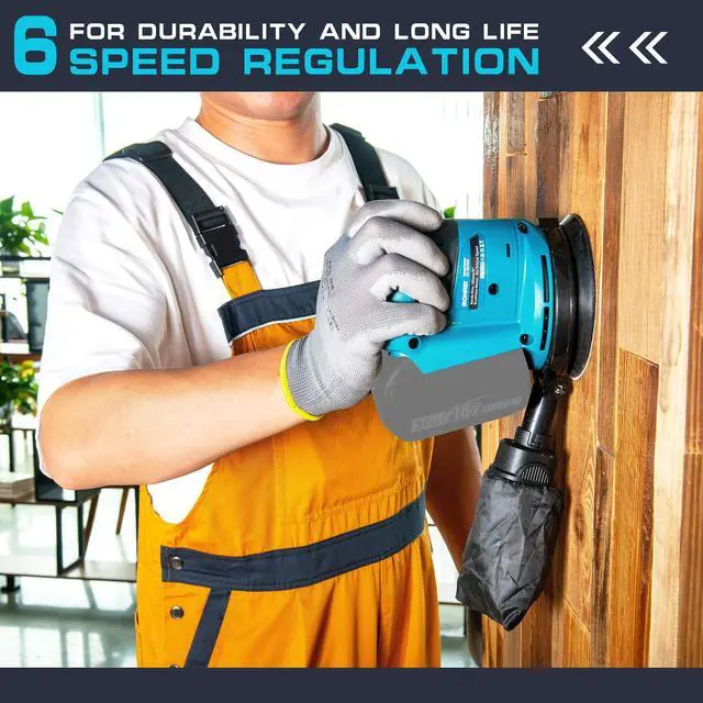 Alt view image 4 of 6 - KEHIPI  Brushless Random Orbital Sander, 6 Speeds Max 13500rpm, 5 Electric Sander Cordless 21V with Dust Collector and 23pcs accessories Included Battery and Charger