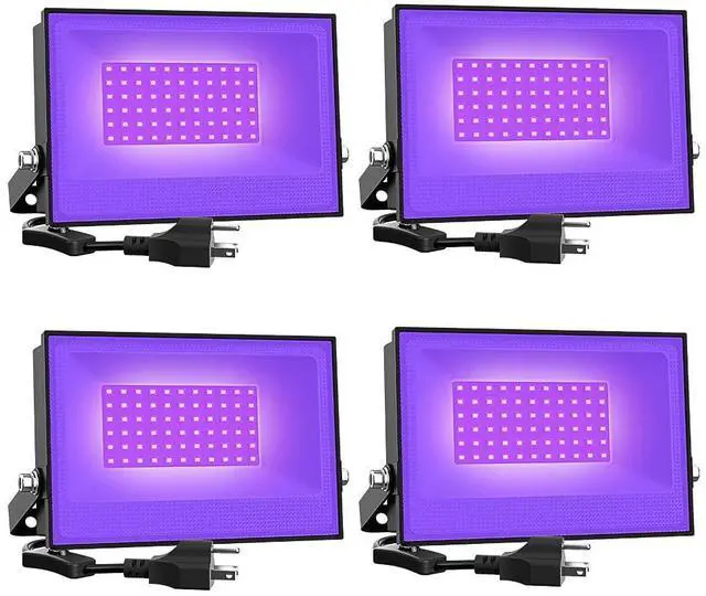 Main image of KEHIPI  4 Pack 38W LED Black Lights, Blacklight Flood Light with Plug, IP66 Waterproof, for Halloween Party, Glow in The Dark, Stage Lighting, Aquarium, Body Paint, Fluorescent Poster, Neon Glow