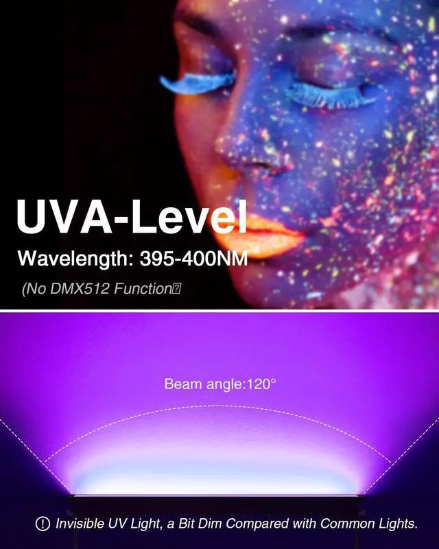 Alt view image 2 of 6 - KEHIPI 4 Pack 42W LED Black Lights, Blacklight Bars with Plug and Switch, Glow in The Dark Party Supplies for Halloween Decorations, Bedroom, Body Paint, Stage Lighting, Poster, Black