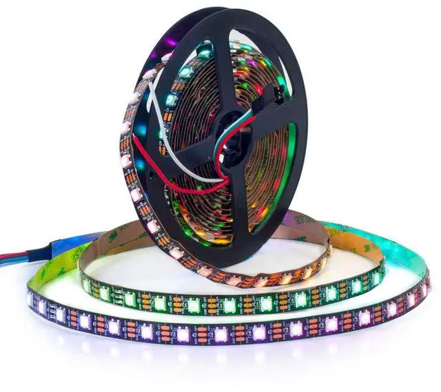 Main image of KEHIPI WS2812B RGB ECO LED Strip, Chasing Effects 5050SMD Individually Addressable 16.4FT 60Pixels/m 300Pixels Flexible Dream Color IP30 for Bedroom DIY Projects DC5V(No Adapter or Controller)
