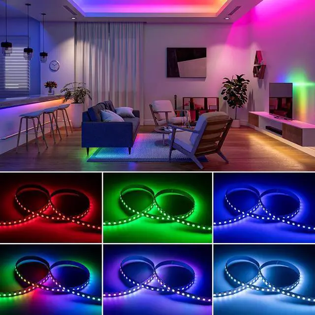 Alt view image 4 of 7 - KEHIPI WS2812B RGB ECO LED Strip, Chasing Effects 5050SMD Individually Addressable 16.4FT 60Pixels/m 300Pixels Flexible Dream Color IP30 for Bedroom DIY Projects DC5V(No Adapter or Controller)