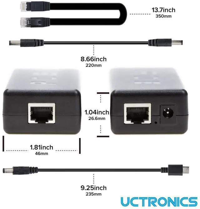Alt view image 2 of 6 - KEHIPI PoE Splitter 5V 4A for Raspberry Pi 4 and Jetson Nano, Active PoE+ to Barrel Jack or USB-C Adapter, IEEE 802.3at/af Compliant