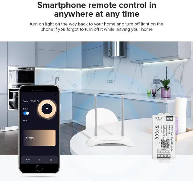 Alt view image 4 of 7 - KEHIPI C01W Monochrome PWM (+V -V) 2PIN LED Strip Dim Brightness 2.4GHz Tuya WiFi Group Controller Alexa Google Home Smartphone APP Control Compatible with WR02RF RC01RFB Remote