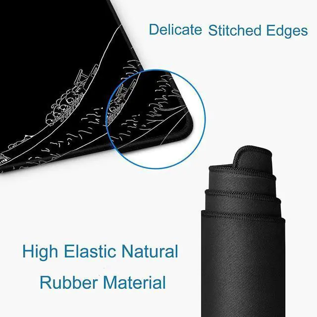 Alt view image 3 of 6 - KEHIPI Gaming Mouse Pad, Large Mouse Pads for Desk, Non-Slip Rubber Base Mousepad, Keyboard Mouse Mat, Desk Pad with Stitched Edges, 31.5x11.8inch, The Great Wave Off Kanagawa