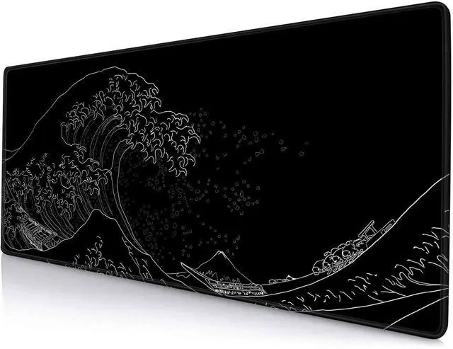 Main image of KEHIPI Gaming Mouse Pad, Large Mouse Pads for Desk, Non-Slip Rubber Base Mousepad, Keyboard Mouse Mat, Desk Pad with Stitched Edges, 31.5x11.8inch, The Great Wave Off Kanagawa