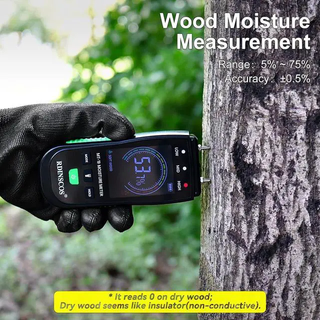 Alt view image 2 of 7 - KEHIPI Pin-Type Wood Moisture Meter Digital Handheld Moisture Detector for Firewood, Drywall, Concrete, and Building Materials Accurate with Hold Function & Backlit LCD