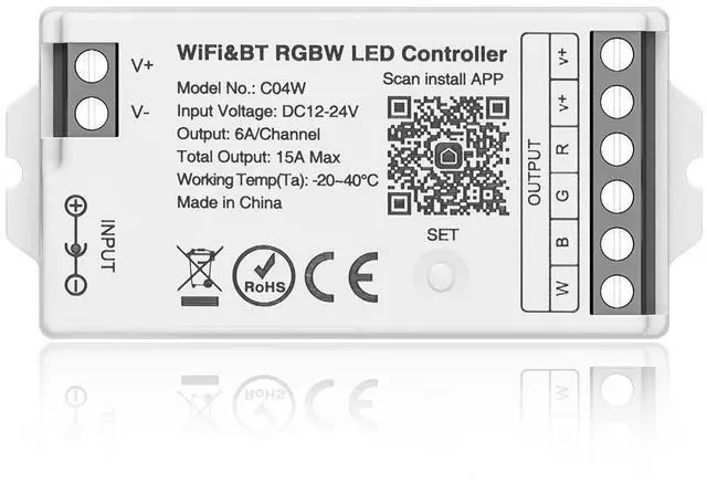Main image of KEHIPI C04W RGBW PWM SMD FCOB (+ R G B W) 5PIN LED Strip 2.4GHz Tuya WiFi Group Controller Alexa Google Home Smartphone APP Control Compatible with WR01RF RC03RFB RC04RFB RC05RFB Remote