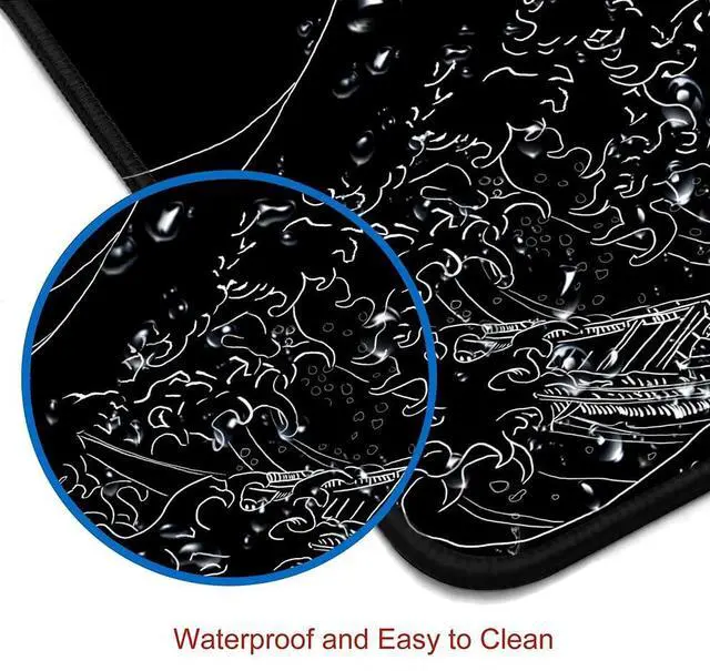 Alt view image 4 of 6 - KEHIPI Gaming Mouse Pad, Large Mouse Pads for Desk, Non-Slip Rubber Base Mousepad, Keyboard Mouse Mat, Desk Pad with Stitched Edges, 31.5x11.8inch, The Great Wave Off Kanagawa