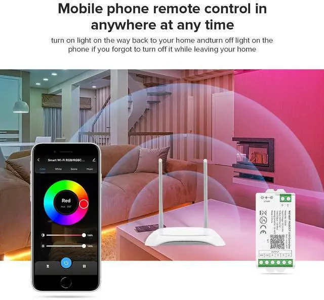 Alt view image 4 of 7 - KEHIPI C05W RGBCCT PWM SMD FCOB (+ R G B C W) 6PIN LED Strip 2.4GHz Tuya WiFi Group Controller Alexa Google Home Control Match with WR01RF RC03RFB RC04RFB RC05RFB Remote