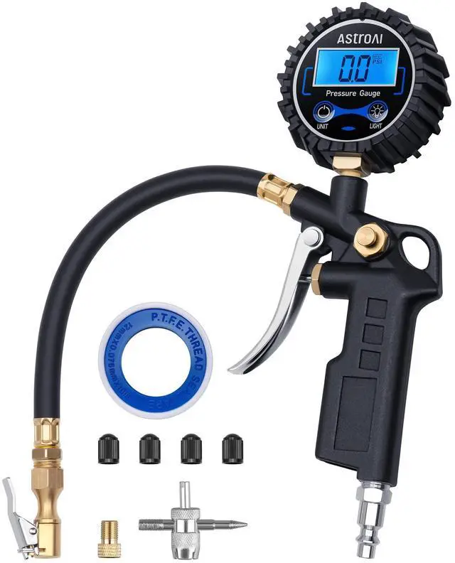 Main image of KEHIPI Digital Tire Pressure Gauge with Inflator, 3-250 PSI Air Chuck & Compressor Accessories Heavy Duty with Quick Connect Coupler, 0.1 Display Resolution, 1pack
