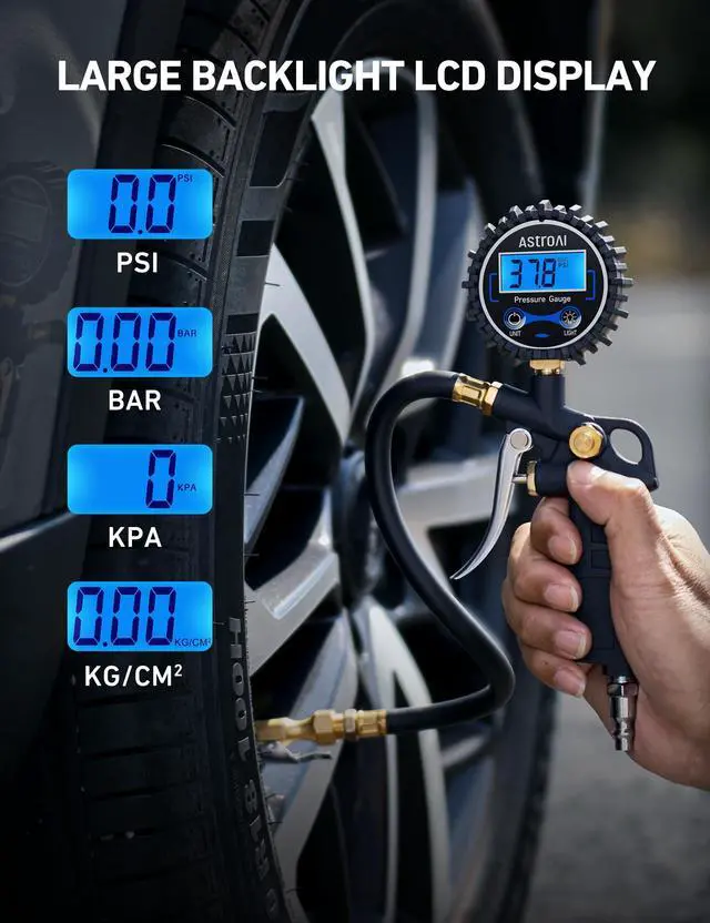 Alt view image 4 of 7 - KEHIPI Digital Tire Pressure Gauge with Inflator, 3-250 PSI Air Chuck & Compressor Accessories Heavy Duty with Quick Connect Coupler, 0.1 Display Resolution, 1pack