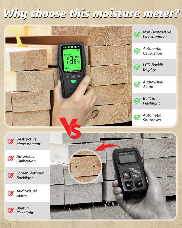 Alt view image 6 of 6 - KEHIPI Pinless Moisture Meters Non-Invasive Digital Wood Moisture Tester Water Leak Detector for Wall,Lumber, building,Firewood,Humidity Tester
