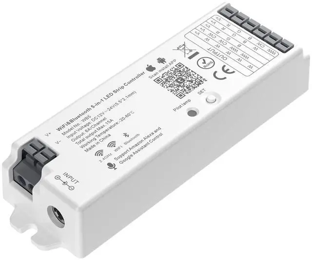 Main image of KEHIPI 5in1 WB5 2.4GHz Tuya WiFi PWM LED Controller Compatible with Alexa/Google Home/Smart Life/Tuya Smart APP Control for Dimming CCT RGB RGBW RGBCCT LED Strip Work with WR01RF WR02RF etc