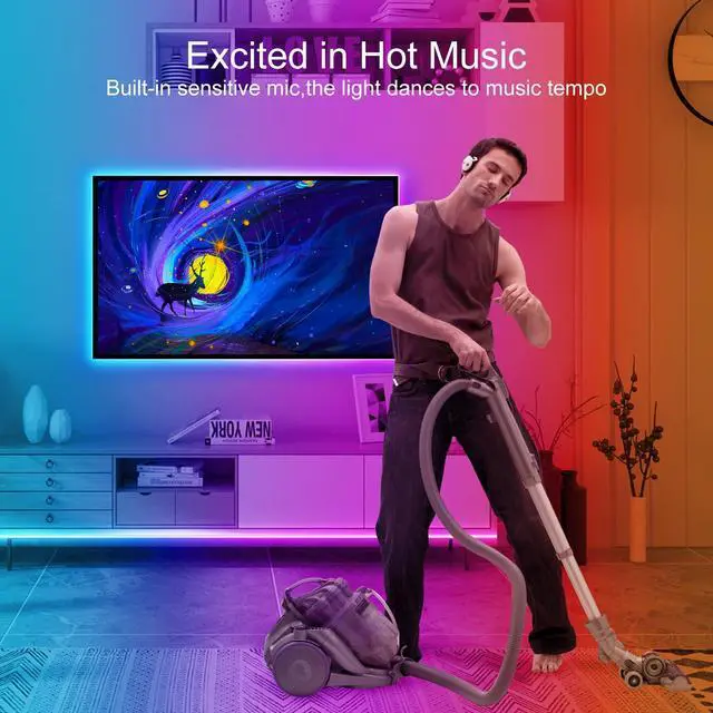 Alt view image 6 of 7 - KEHIPI Waterproof Led Strip Lights, 4 Rolls 32.8FT 300Leds Rope Light Flexible Multicolor, RGB Music Sync Color Changing Lights for Party, Kitchen,Home Decoration(Not Included Power Supply)