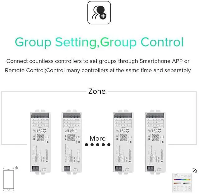 Alt view image 6 of 6 - KEHIPI 5in1 WB5 2.4GHz Tuya WiFi PWM LED Controller Compatible with Alexa/Google Home/Smart Life/Tuya Smart APP Control for Dimming CCT RGB RGBW RGBCCT LED Strip Work with WR01RF WR02RF etc