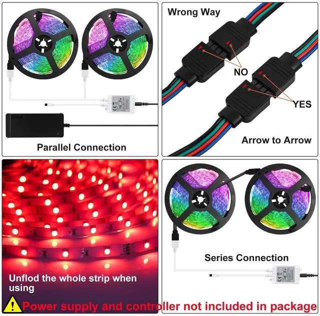 Alt view image 5 of 7 - KEHIPI Waterproof Led Strip Lights, 4 Rolls 32.8FT 300Leds Rope Light Flexible Multicolor, RGB Music Sync Color Changing Lights for Party, Kitchen,Home Decoration(Not Included Power Supply)