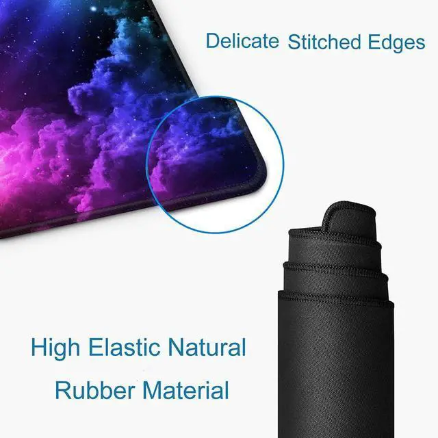 Alt view image 3 of 6 - KEHIPI Mouse Pad Gaming, Large Mouse Pads for Desk, Keyboard Mouse Mat Desk Pad, Non-Slip Rubber Base with Stitched Edges Mousepad, 31.5x11.8in Colorful Galaxy