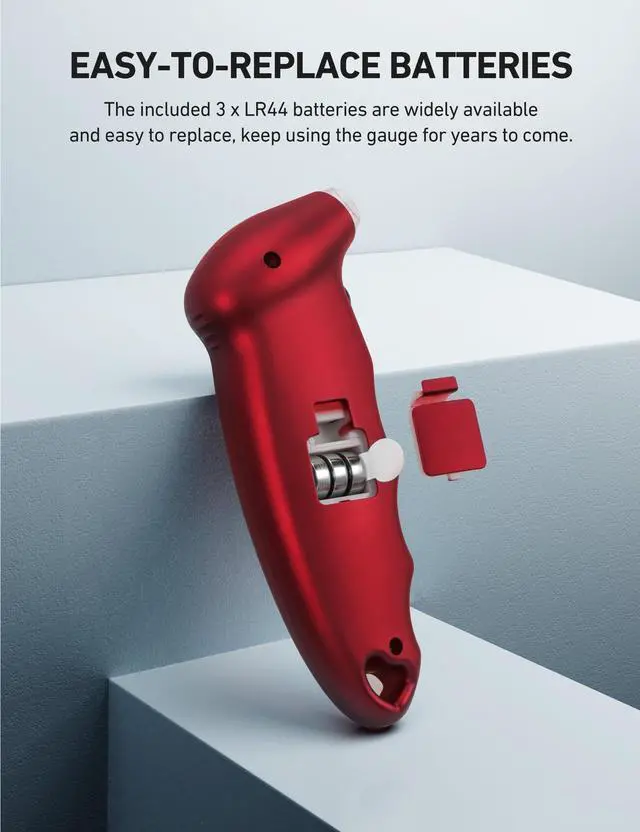 Alt view image 7 of 7 - KEHIPI Digital Tire Pressure Gauge 0-150PSI, Accurate in 0.1 Increments, Tire Pressure Gauge with Backlit LCD and Presta Valve Adaptor, 4 Units of Measurement for Car Truck Bicycle, Red