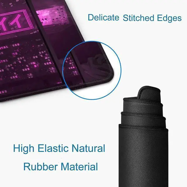 Alt view image 3 of 6 - KEHIPI Gaming Mouse Pad, Large Anime Mouse Pads for Desk, Non-Slip Rubber Base Mousepad, Keyboard Mouse Mat Desk Pad with Stitched Edges, 31.5x11.8 inch