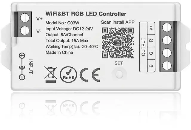 Main image of KEHIPI C03W RGB PWM SMD FCOB (+ R G B) 4PIN LED Strip 2.4GHz Tuya WiFi Group Controller Alexa Google Home Smartphone APP Control Compatible with WR01RF RC03RFB RC04RFB RC05RFB Remote