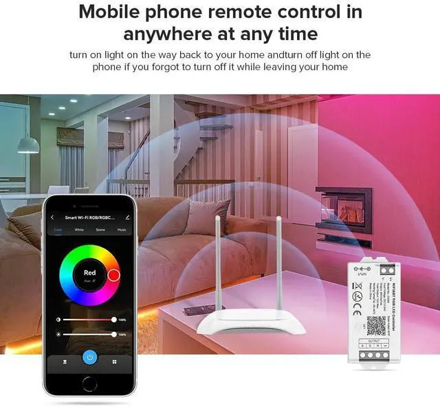 Alt view image 4 of 7 - KEHIPI C03W RGB PWM SMD FCOB (+ R G B) 4PIN LED Strip 2.4GHz Tuya WiFi Group Controller Alexa Google Home Smartphone APP Control Compatible with WR01RF RC03RFB RC04RFB RC05RFB Remote