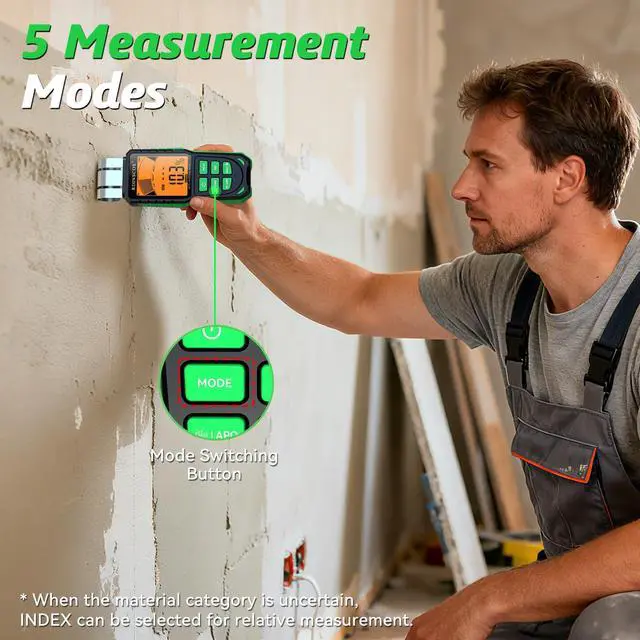 Alt view image 2 of 7 - KEHIPI Pinless Moisture Meter for Wood, Cement, Floors, Drywall, Concrete and Plaster Non-Invasive Digital Damp Detector with 40mm Depth, REF Mode, Backlit LCD, for Home and Professional Use