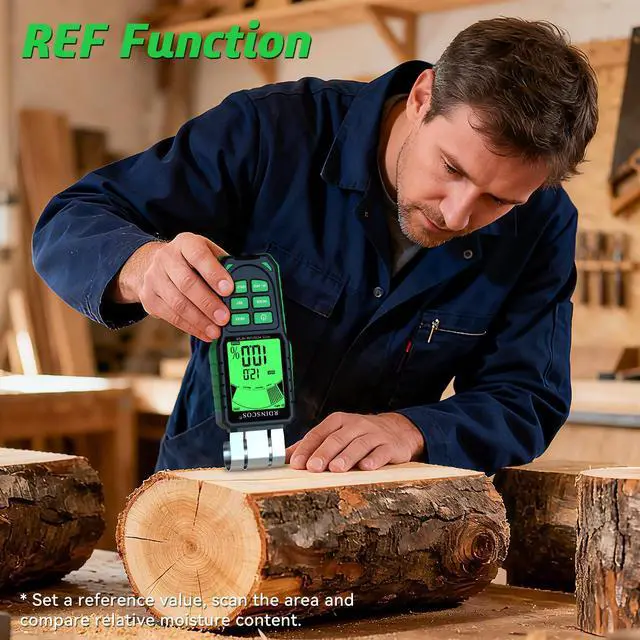 Alt view image 4 of 7 - KEHIPI Pinless Moisture Meter for Wood, Cement, Floors, Drywall, Concrete and Plaster Non-Invasive Digital Damp Detector with 40mm Depth, REF Mode, Backlit LCD, for Home and Professional Use