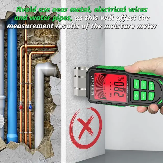 Alt view image 5 of 7 - KEHIPI Pinless Moisture Meter for Wood, Cement, Floors, Drywall, Concrete and Plaster Non-Invasive Digital Damp Detector with 40mm Depth, REF Mode, Backlit LCD, for Home and Professional Use