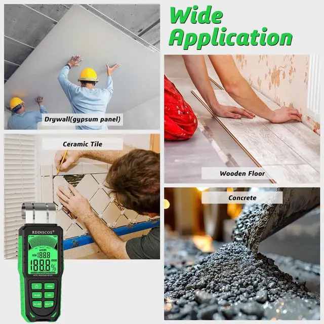 Alt view image 6 of 7 - KEHIPI Pinless Moisture Meter for Wood, Cement, Floors, Drywall, Concrete and Plaster Non-Invasive Digital Damp Detector with 40mm Depth, REF Mode, Backlit LCD, for Home and Professional Use