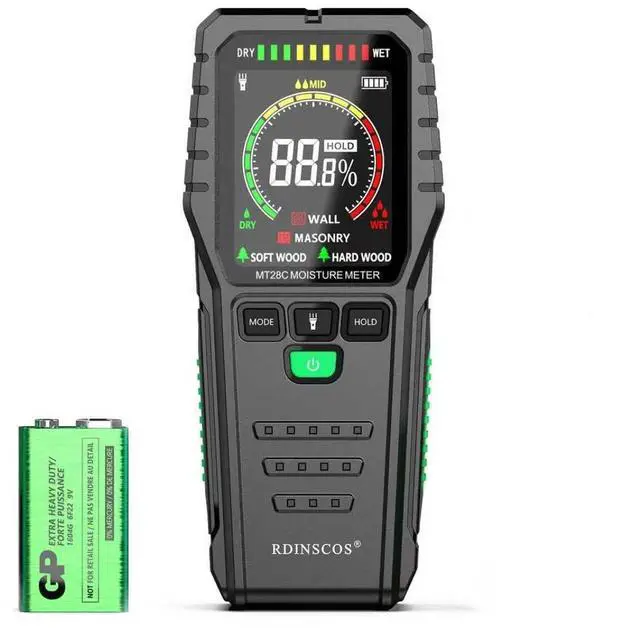 Main image of KEHIPI Moisture Meter detects moisture from leaks, flooding, or high humidity in basements, bathrooms, kitchens and drywall