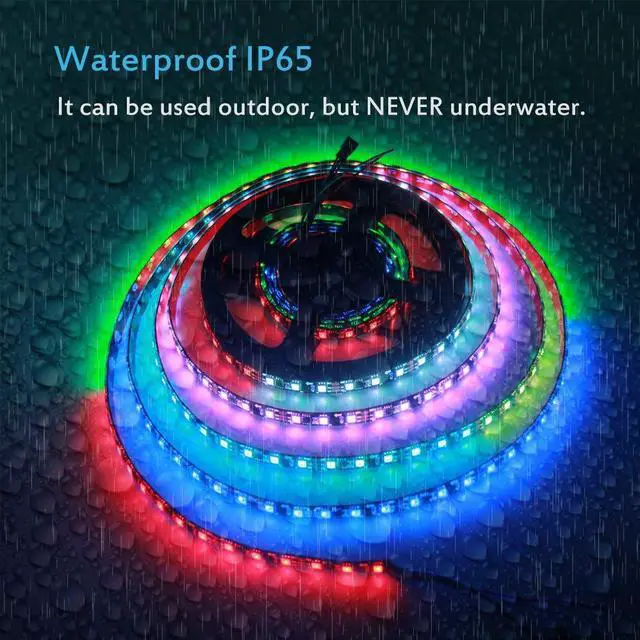Alt view image 5 of 7 - KEHIPI RGB Addressable LED Strip WS2811 12V LED Strip Lights 16.4ft 300 LEDs Dream Color Programmable Digital Flexible LED Pixel Rope Light Waterproof IP65 with 3M VHB Heavy Duty Self-Adhesive Back