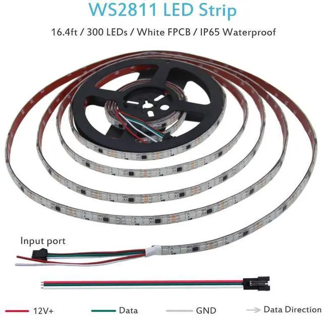 Alt view image 2 of 7 - KEHIPI WS2811 Addressable RGB LED Strip 12V Programmable LED Pixel Strip Lights 16.4ft 300 LEDs Dream Color Digital LED Flexible Rope Light Waterproof IP65 with 3M VHB Heavy Duty Self-Adhesive Back