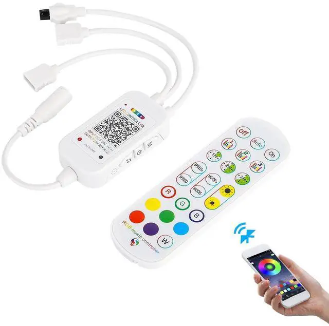 Main image of KEHIPI Bluetooth LED Controller, Smart Mobile Phone APP Control Music Remote Controller for SMD 5050 2835 3528 4-Pin RGB LED Strip Lights (2 Ports)