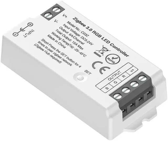 Main image of KEHIPI Tuya Zigbee 3.0 C03Z Controller Support RGB Color 4 pin (+V R G B) PWM LED Strip Bulb Compatible with Echo Plus/4th Gen Tuya Gateway DC5V/DC12V/DC24V Max 15A