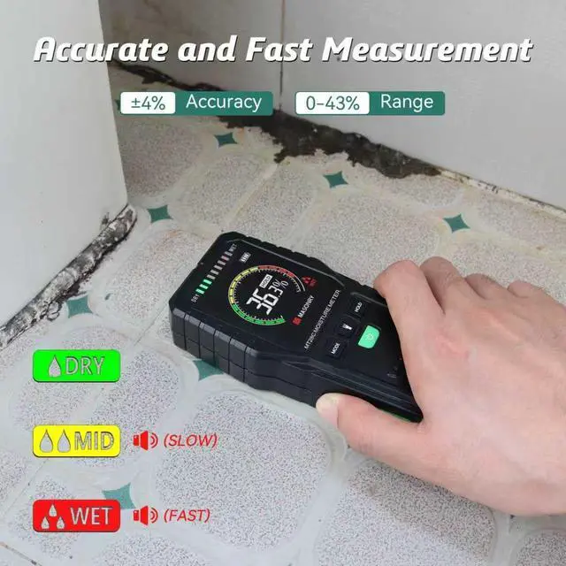 Alt view image 3 of 7 - KEHIPI Moisture Meter detects moisture from leaks, flooding, or high humidity in basements, bathrooms, kitchens and drywall