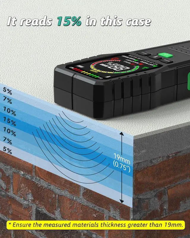 Alt view image 5 of 7 - KEHIPI Moisture Meter detects moisture from leaks, flooding, or high humidity in basements, bathrooms, kitchens and drywall
