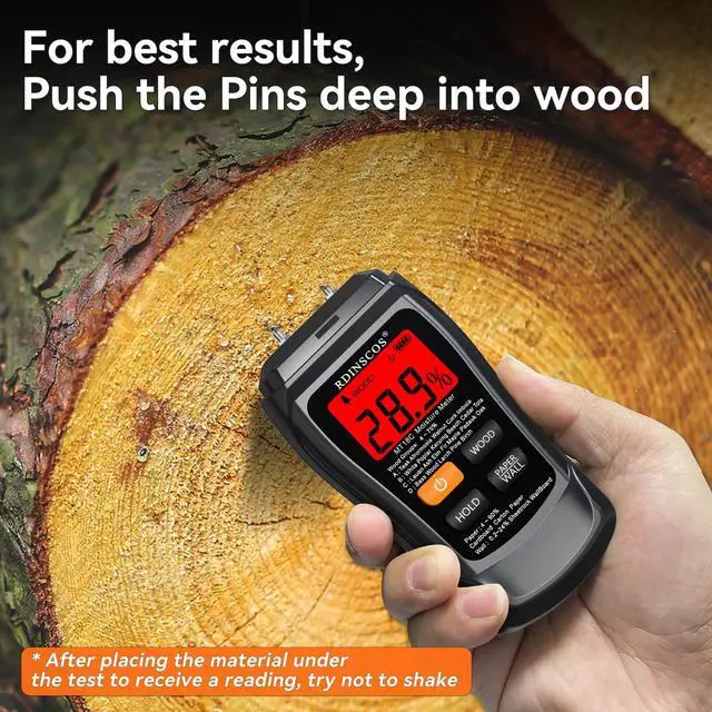 Alt view image 3 of 7 - KEHIPI Moisture Meter for Wood, Drywall, and Building Materials Digital Moisture Detector with Fixed Pins, 4 Material Modes, LCD Display, for Home Inspection and Firewood Testing