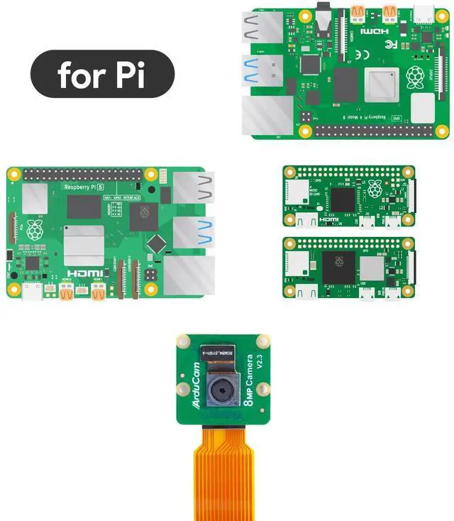 Alt view image 7 of 7 - KEHIPI for Raspberry Pi Camera Module V2-8 Megapixel,1080p (RPI-CAM-V2 + 5.9"/150mm Flex Cable + Pi Zero Cable)