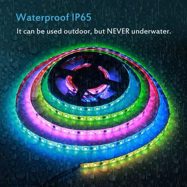 Alt view image 4 of 7 - KEHIPI WS2811 Addressable RGB LED Strip 12V Programmable LED Pixel Strip Lights 16.4ft 300 LEDs Dream Color Digital LED Flexible Rope Light Waterproof IP65 with 3M VHB Heavy Duty Self-Adhesive Back