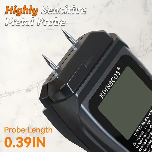 Alt view image 6 of 7 - KEHIPI Moisture Meter for Wood, Drywall, and Building Materials Digital Moisture Detector with Fixed Pins, 4 Material Modes, LCD Display, for Home Inspection and Firewood Testing