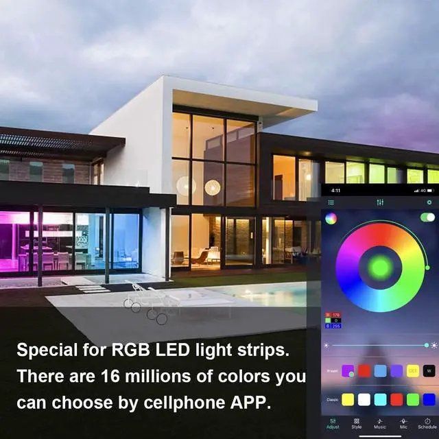 Alt view image 5 of 7 - KEHIPI Bluetooth LED Controller, Smart Mobile Phone APP Control Music Remote Controller for SMD 5050 2835 3528 4-Pin RGB LED Strip Lights (2 Ports)