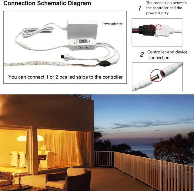 Alt view image 6 of 7 - KEHIPI Bluetooth LED Controller, Smart Mobile Phone APP Control Music Remote Controller for SMD 5050 2835 3528 4-Pin RGB LED Strip Lights (2 Ports)