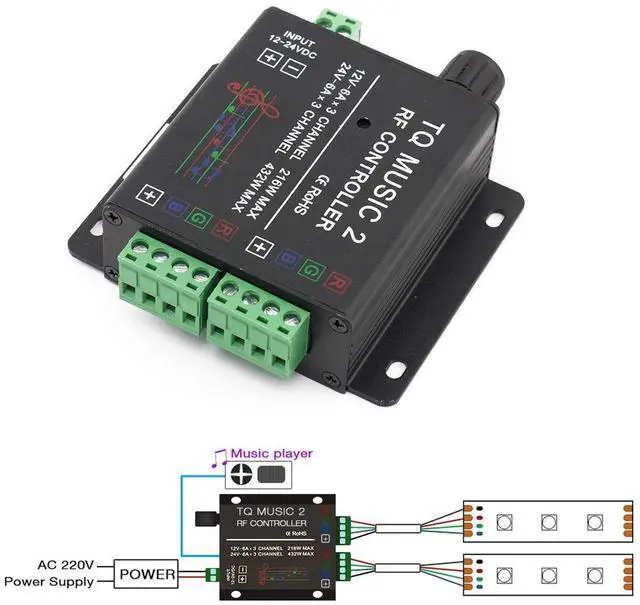 Alt view image 3 of 7 - KEHIPI LED RGB Music Touch Controller RF Sensitivety Backlight RF Remote Touching Color 3.5MM Audio 15 Music Modes LED Light Strip Controller