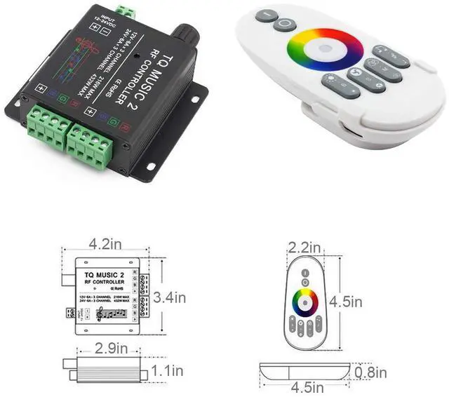 Alt view image 2 of 7 - KEHIPI LED RGB Music Touch Controller RF Sensitivety Backlight RF Remote Touching Color 3.5MM Audio 15 Music Modes LED Light Strip Controller