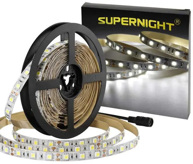 Main image of KEHIPI LED Light Strip White, 6000K Daylight White Lights 16.4 Ft 300leds 60leds/m 5050 SMD Flexible Waterproof Tape for Boats, Bathroom, Mirror, Ceiling