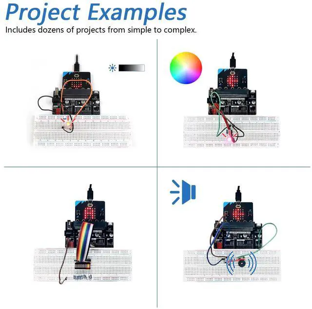 Alt view image 4 of 7 - KEHIPI Basic Starter Kit for BBC Micro:bit (V2 Included), 179-Page Detailed Tutorial, 162 Items, 27 Projects, Blocks and Python Code