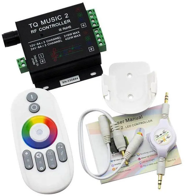 Alt view image 7 of 7 - KEHIPI LED RGB Music Touch Controller RF Sensitivety Backlight RF Remote Touching Color 3.5MM Audio 15 Music Modes LED Light Strip Controller